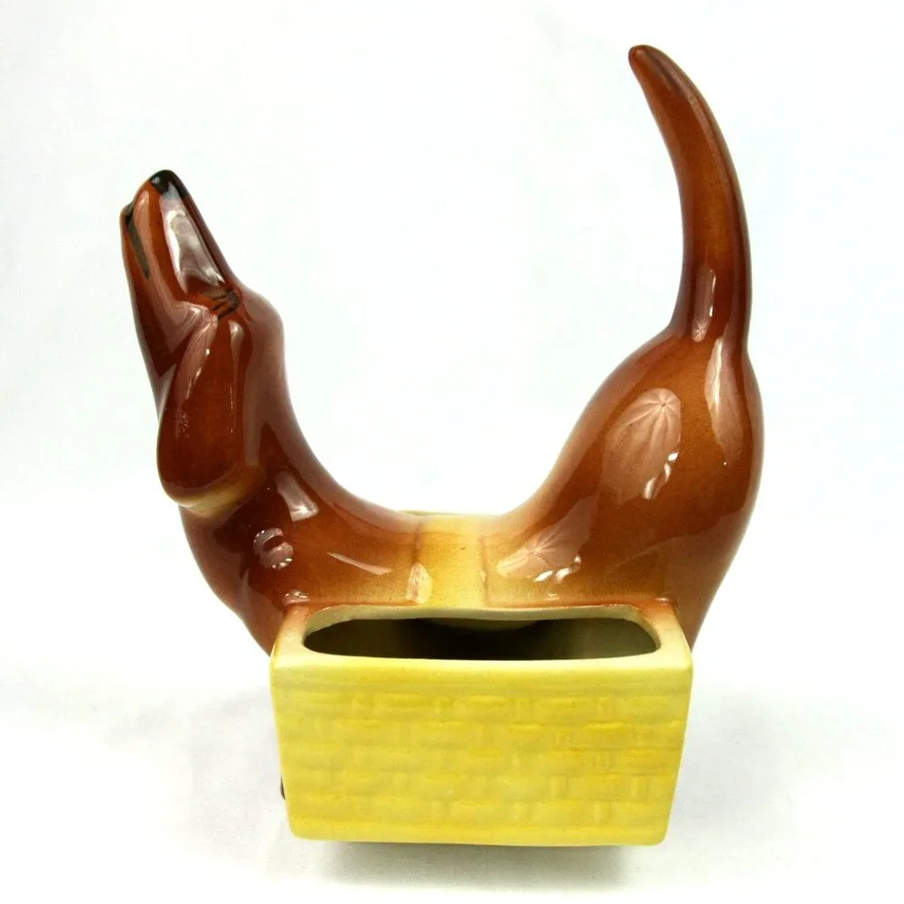 Vintage Dachshund Weiner Dog Ceramic Valet Trinket Dish Caddy Planter Doxie MCM - Picture 4 of 9